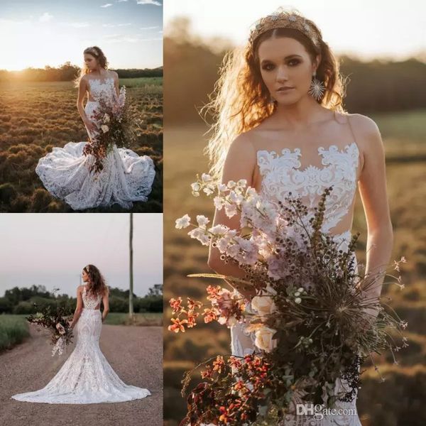 подробные кружева русалка свадебные платья летний сад чешский sheer шеи sexy see through аппликации boho свадебные платья длинный поезд скро, White
подробные кружева русалка свадебные платья летний сад чешский sheer шеи sexy see through аппликации boho свадебные платья длинный поезд скро, White