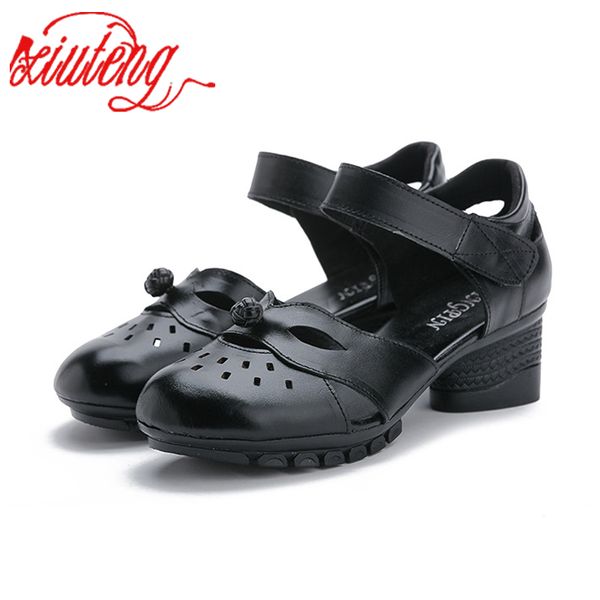 glglgege summer sandals ethnic style mother shoes leather middle-heel hole shoes middle-aged and hollow leather women's sandals, Black
glglgege summer sandals ethnic style mother shoes leather middle-heel hole shoes middle-aged and hollow leather women's sandals, Black
