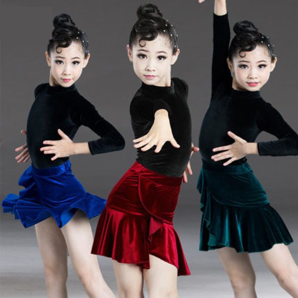 new velvet latin dance sets for girls child salsa tango ballroom dancing dress competition costume kids practice dance clothes, Black;red
new velvet latin dance sets for girls child salsa tango ballroom dancing dress competition costume kids practice dance clothes, Black;red