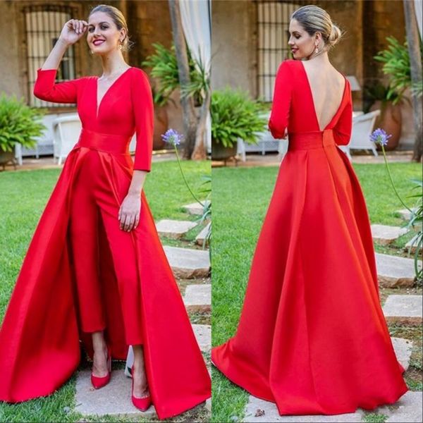2019 elegant red evening gowns with detachable train v-neck long sleeves backless custom jumpsuits women formal prom party dress, Black;red
2019 elegant red evening gowns with detachable train v-neck long sleeves backless custom jumpsuits women formal prom party dress, Black;red