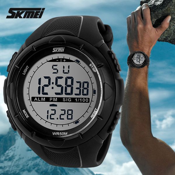 

2019 new skmei brand men led digital watch,50m dive swim dress sports watches fashion outdoor mens wristwatches sport, Slivery;brown