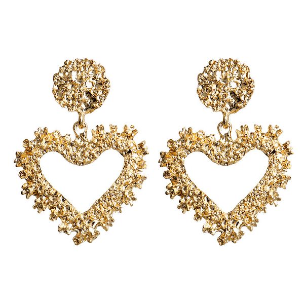 

hello miss fashion personality exaggerated metal pendant earrings simple heart-shaped embossed earrings new women's, Golden;silver