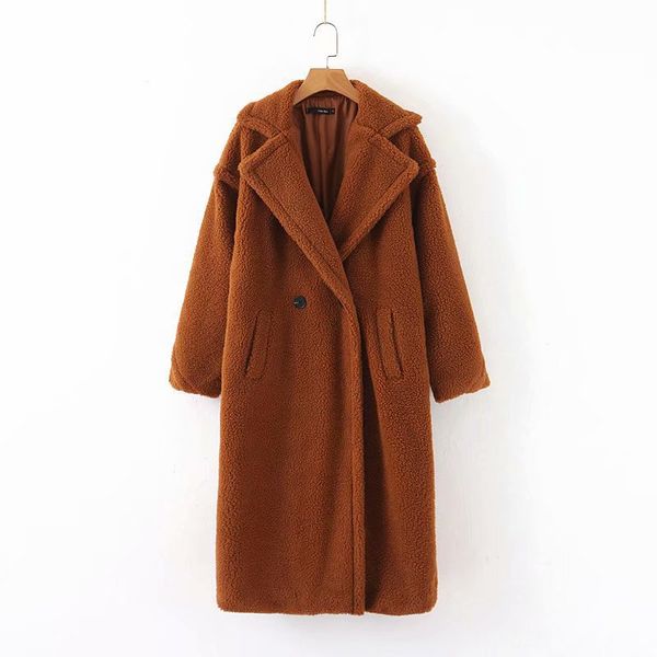 

autumn and winter 2019 women's new korean coat long vintage loose lambhair coat for women plus size women winter long, Black