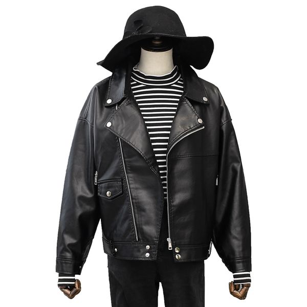 spring black loose pu leather jacket women motorcycle coat streetwaer zipper punk biker leather jacket casual outwear
spring black loose pu leather jacket women motorcycle coat streetwaer zipper punk biker leather jacket casual outwear