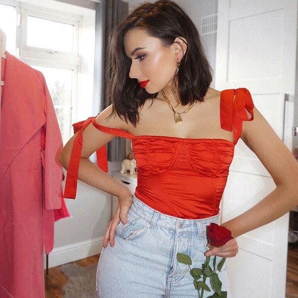 casual fashion women new vest bow bandage tank square collar tank shirts 2019 summer new stain solid red cami, White
casual fashion women new vest bow bandage tank square collar tank shirts 2019 summer new stain solid red cami, White