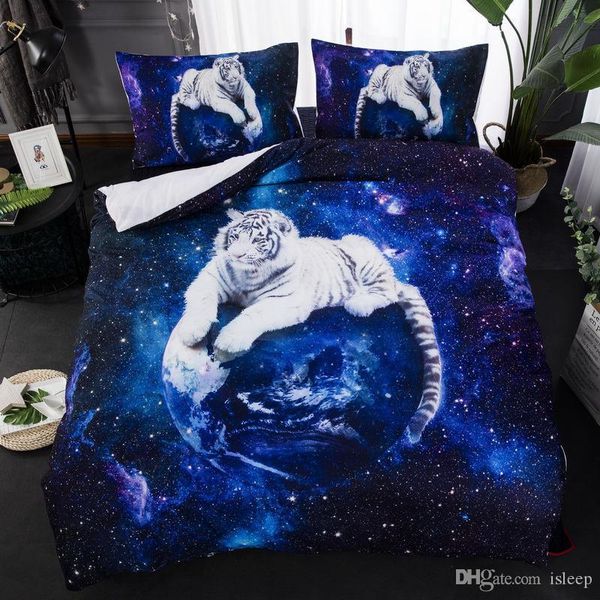 3d printing tiger in the starry sky 2 3 pcs bedding set with pillowcase for twin full king all size
