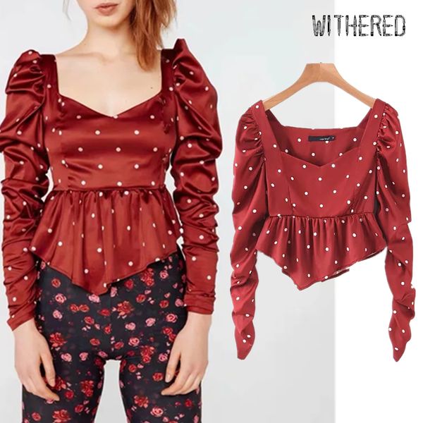 withered 2019 ins vintage blogger burgundy polka dot puff sleeve blusas mujer de moda 2019 autumn blouse womens and blouses, White
withered 2019 ins vintage blogger burgundy polka dot puff sleeve blusas mujer de moda 2019 autumn blouse womens and blouses, White
