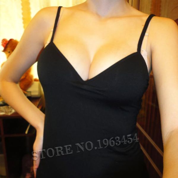 woman clothes women adjustable strap built in bra padded bra solid modal tank camisole dropship drop shipping, White