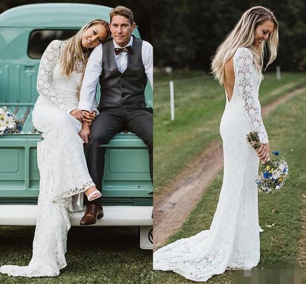 2020 full lace mermaid wedding dresses long sleeves backless sweep train jewel neck plus size country wedding gown robe de mariée, White
2020 full lace mermaid wedding dresses long sleeves backless sweep train jewel neck plus size country wedding gown robe de mariée, White