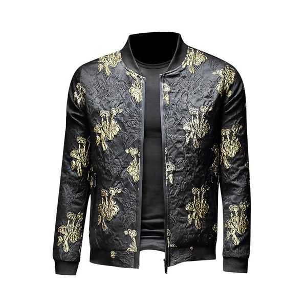 new casual printed jacket men's jacket men's slim men, Black;brown 
new casual printed jacket men's jacket men's slim men, Black;brown