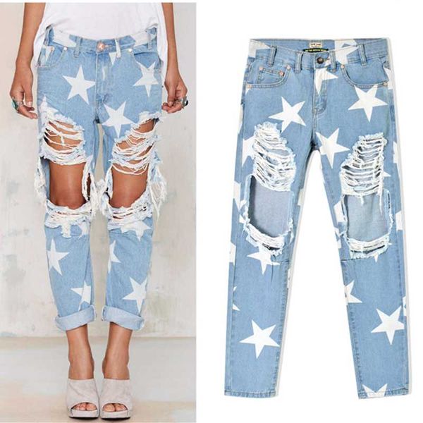 fashion printing stars hole jeans woman high waist ripped jeans for women distressed denim jean pants girl pantalon, Blue
fashion printing stars hole jeans woman high waist ripped jeans for women distressed denim jean pants girl pantalon, Blue
