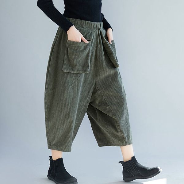women's pants & capris mferlier womens elastic waist loose casual pockets vintage comfortable solid green gray calf length corduroy, Black;white
women's pants & capris mferlier womens elastic waist loose casual pockets vintage comfortable solid green gray calf length corduroy, Black;white