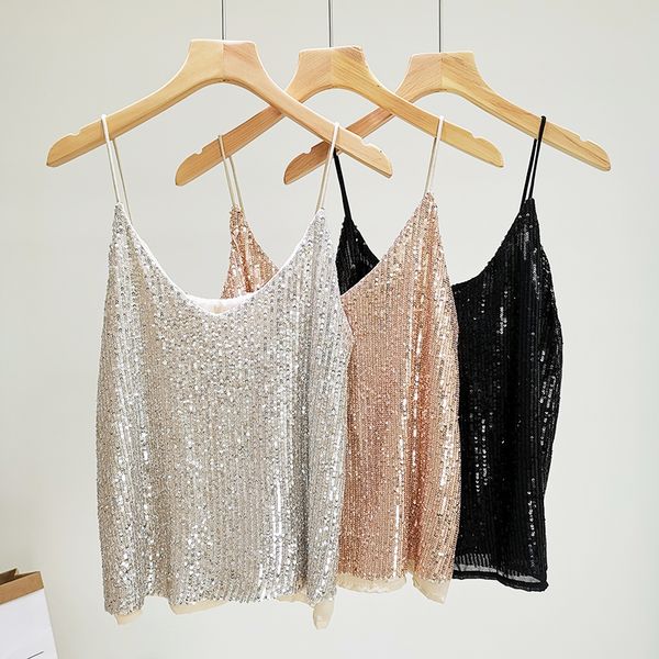 summer new women sequined strap corp v-neck sleeveless sling vest ladies holiday club spaghetti camisole, White
summer new women sequined strap corp v-neck sleeveless sling vest ladies holiday club spaghetti camisole, White