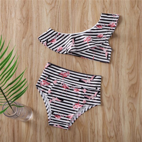 2020 new infant baby girls off shoulder ruffles bikini set cartoon striped swimwear swimsuit high waist swimming sunsuit clothes, White
2020 new infant baby girls off shoulder ruffles bikini set cartoon striped swimwear swimsuit high waist swimming sunsuit clothes, White