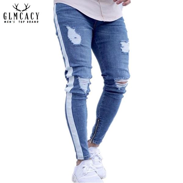 men's blue side striped ripped distressed wash denim jeans hip hop streetwear skinny slim fit straight destroyed pencil pants
men's blue side striped ripped distressed wash denim jeans hip hop streetwear skinny slim fit straight destroyed pencil pants