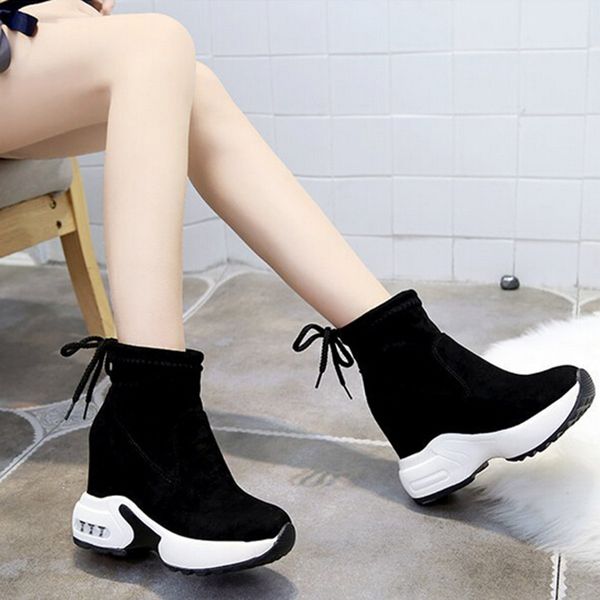 women's short boots winter snow boot muffin platform outdoor sport high heel height increasing ankle shoes warm fur sneakers, Black
women's short boots winter snow boot muffin platform outdoor sport high heel height increasing ankle shoes warm fur sneakers, Black