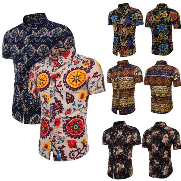 2019 new style fashion men's print shirt button pants summer cotton floral printed beach shorts sleeve tee, White;black
2019 new style fashion men's print shirt button pants summer cotton floral printed beach shorts sleeve tee, White;black