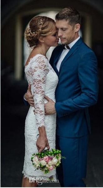 sheath short plus size a line wedding dresses full lace 3/4 long sleeves open back with button knee length bridal gowns custom, White
sheath short plus size a line wedding dresses full lace 3/4 long sleeves open back with button knee length bridal gowns custom, White