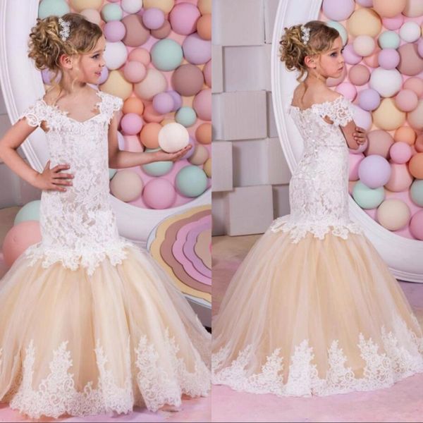 mermaid lace flower girls dresses tulle lace spaghetti formal kids wear for party toddler gowns, White;blue
mermaid lace flower girls dresses tulle lace spaghetti formal kids wear for party toddler gowns, White;blue