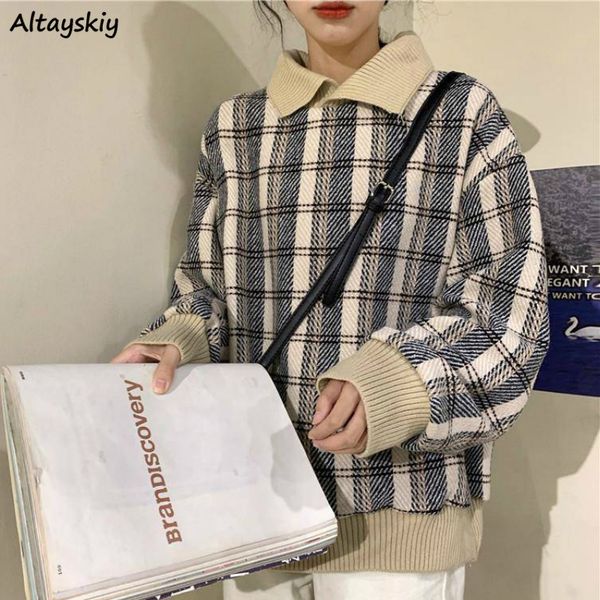 pullovers women korean plaid preppy girls sweaters fashion sweet all-match lady jumpers chic turn-down collar, White;black
pullovers women korean plaid preppy girls sweaters fashion sweet all-match lady jumpers chic turn-down collar, White;black