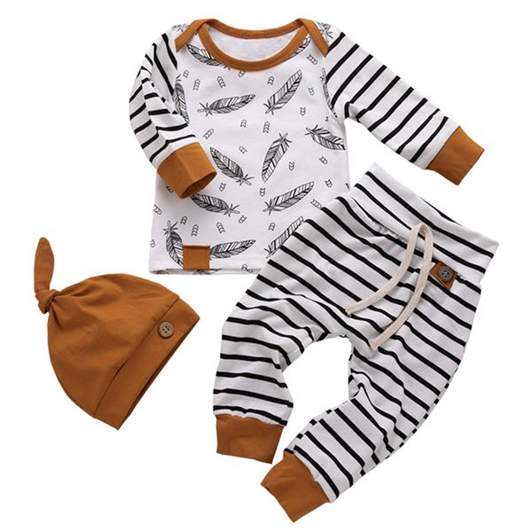 kids boys girls +pants+hat set striped print long sleeves clothing set for spring nsv775, White
kids boys girls +pants+hat set striped print long sleeves clothing set for spring nsv775, White