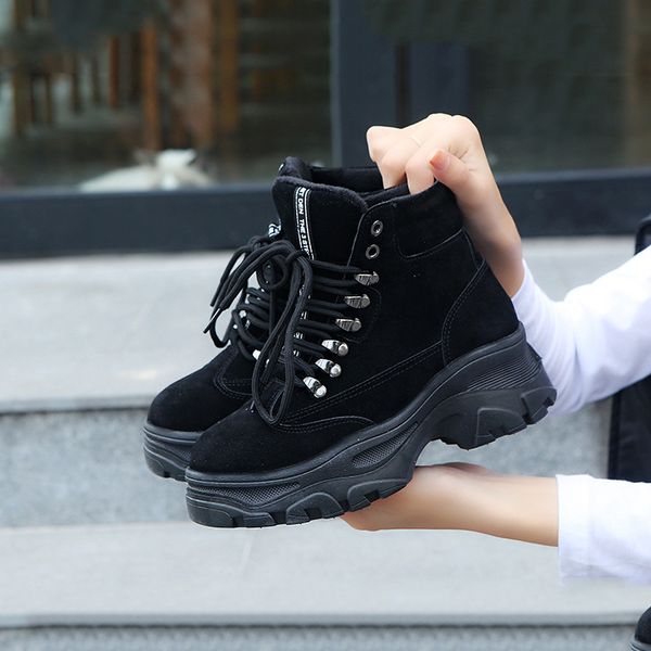 2019 winter high platform boots women thick sole shoes leather wedge sneakers women casual shoes russia snow boots, Black
2019 winter high platform boots women thick sole shoes leather wedge sneakers women casual shoes russia snow boots, Black