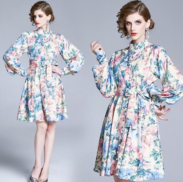 european and american new style stand collar fashion printing lantern sleeve slim a-line skirt, Black;gray
european and american new style stand collar fashion printing lantern sleeve slim a-line skirt, Black;gray