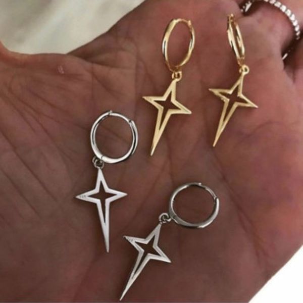 korean fashion jewelry gift crossed star dangle hoop earrings for women hollow geometric earrings brincos, Golden;silver
korean fashion jewelry gift crossed star dangle hoop earrings for women hollow geometric earrings brincos, Golden;silver