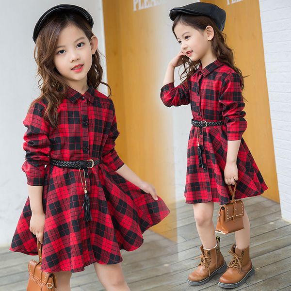 plaid shirt dress girls casual long sleeve belt dress summer fashion elegant teenager blouse clothing kids dresses for girls, Red;yellow
plaid shirt dress girls casual long sleeve belt dress summer fashion elegant teenager blouse clothing kids dresses for girls, Red;yellow