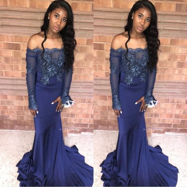 long sleeves mermaid evening dresses off the shoulder appliques beads navy blue prom dress long african women formal wear party gowns cheap, Black;red
long sleeves mermaid evening dresses off the shoulder appliques beads navy blue prom dress long african women formal wear party gowns cheap, Black;red