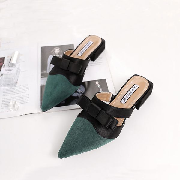 kid suede silk bowknot slippers thick heels cut out mules shoes woman mixed color pointy toe slides femme summer flip flops 2019, Black
kid suede silk bowknot slippers thick heels cut out mules shoes woman mixed color pointy toe slides femme summer flip flops 2019, Black