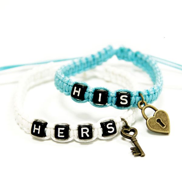 2pcs/pair couple bracelets sky blue his and white hers with key lock rope chains lovers gift handmade braided charm bracelet, Golden;silver
2pcs/pair couple bracelets sky blue his and white hers with key lock rope chains lovers gift handmade braided charm bracelet, Golden;silver
