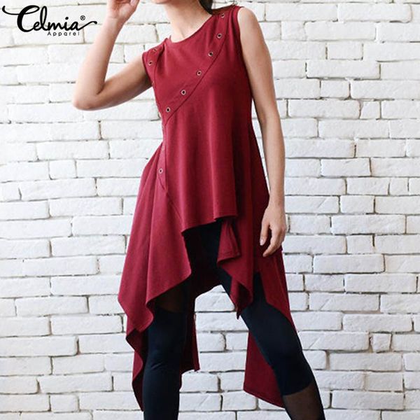 long asymmetrical blouses fashion celmia women sleeveless summer vintage shirts casual loose hollow work blusas kaftan, White
long asymmetrical blouses fashion celmia women sleeveless summer vintage shirts casual loose hollow work blusas kaftan, White
