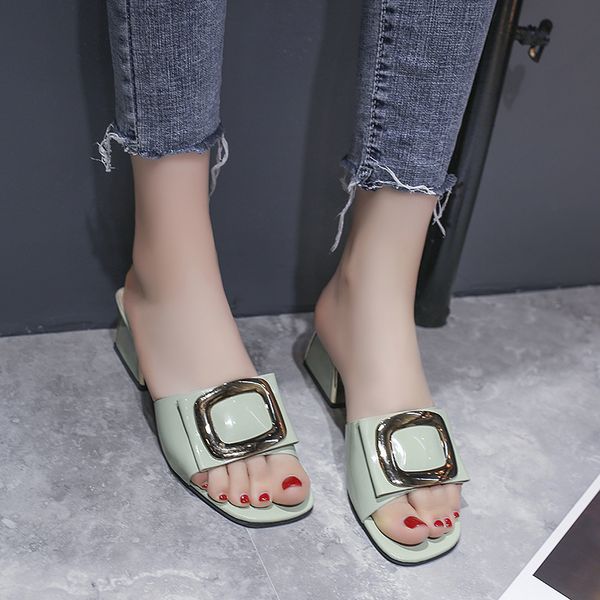 metal button thick heel slippers women open toe sandals summer chunky heel sandals women fashion outdoor slippers 2020, Black
metal button thick heel slippers women open toe sandals summer chunky heel sandals women fashion outdoor slippers 2020, Black