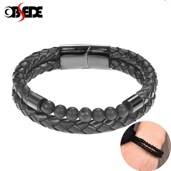punk men jewelry bracelet natural stone beaded genuine leather bracelet male stainless steel magnetic clasp doublelayer bangles, Golden;silver
punk men jewelry bracelet natural stone beaded genuine leather bracelet male stainless steel magnetic clasp doublelayer bangles, Golden;silver