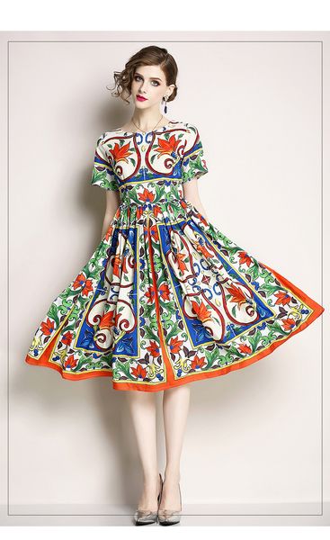 a line 2020 summer women runway designer luxury printed short sleeve ball gown chiffon dresses elegant party knee length big swing, Black;gray
a line 2020 summer women runway designer luxury printed short sleeve ball gown chiffon dresses elegant party knee length big swing, Black;gray