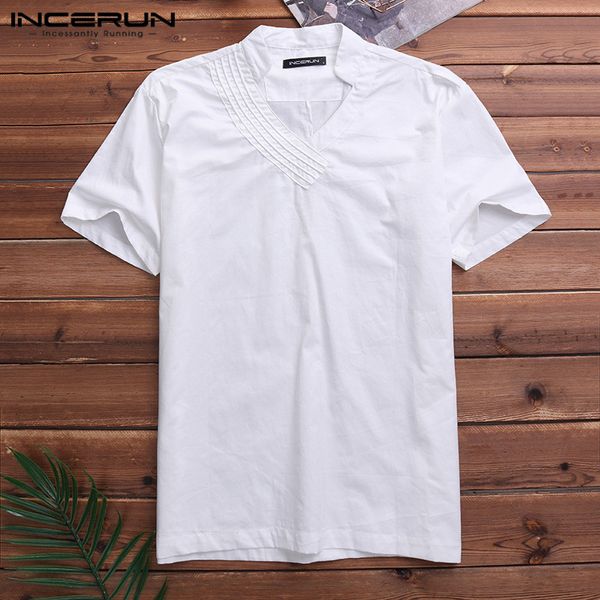 incerun summer shirt men dress short sleeve loose thin cotton linen shirt male fashion solid color v-neck men camisa, White;black
incerun summer shirt men dress short sleeve loose thin cotton linen shirt male fashion solid color v-neck men camisa, White;black