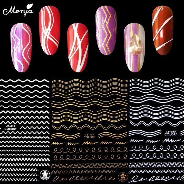 monja 8 styles nail art metal self-adhesive gold lines strip stickers multi-size 3d diy decals manicure decorations, Black
monja 8 styles nail art metal self-adhesive gold lines strip stickers multi-size 3d diy decals manicure decorations, Black