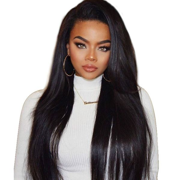 360 lace frontal wig glueless malaysian straight remy human hair pre plucked lace front wigs with baby hair for woman, Black
360 lace frontal wig glueless malaysian straight remy human hair pre plucked lace front wigs with baby hair for woman, Black