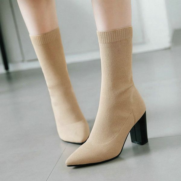 boots 2021 fashion stretch square high heel pointed toe women mid calf slip on spring autumn shoes big size, Black
boots 2021 fashion stretch square high heel pointed toe women mid calf slip on spring autumn shoes big size, Black