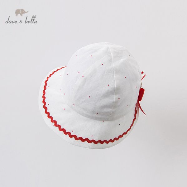 db13382-h dave bella summer new born baby girls cute dots print bow hat girls fashion bucket cap, Yellow