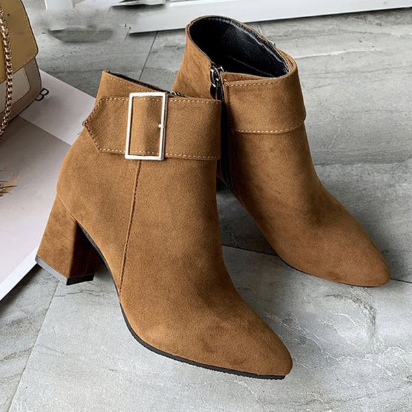 women's ankle boots zipper mid square heels platform for ladies buckle footwear women's shoes, Black
women's ankle boots zipper mid square heels platform for ladies buckle footwear women's shoes, Black