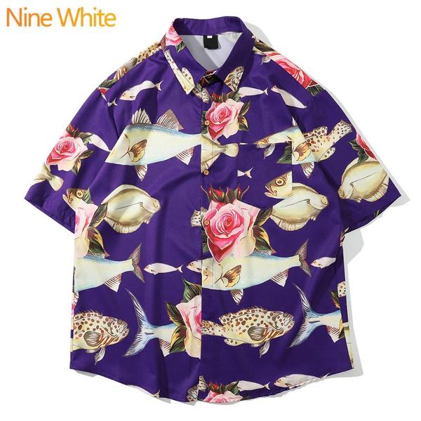2020 hip-hop shirt street style men's hawaiian shirt fish pattern original summer beach short sleeve new, White;black
2020 hip-hop shirt street style men's hawaiian shirt fish pattern original summer beach short sleeve new, White;black