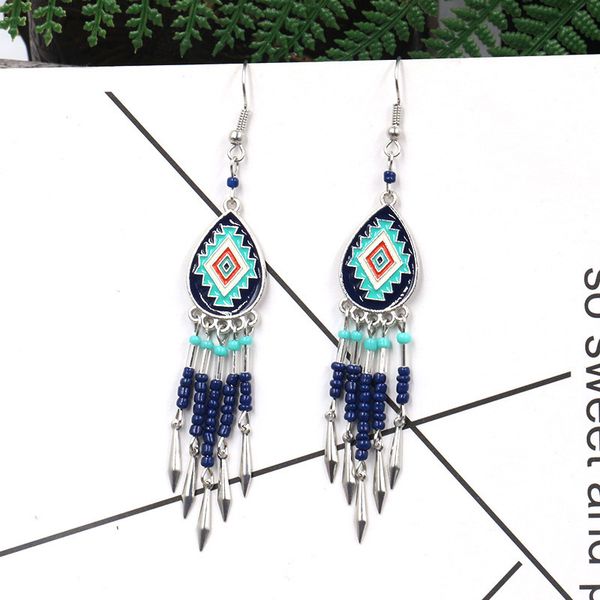 long drop earrings beaded multicolor handmade threading crystal big earrings for women gift jewelry boho, Silver
long drop earrings beaded multicolor handmade threading crystal big earrings for women gift jewelry boho, Silver