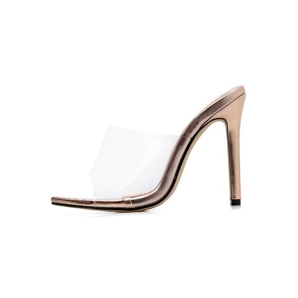 2019 stylish and comfortable pointy transparent gold stiletto slippers, Black
2019 stylish and comfortable pointy transparent gold stiletto slippers, Black