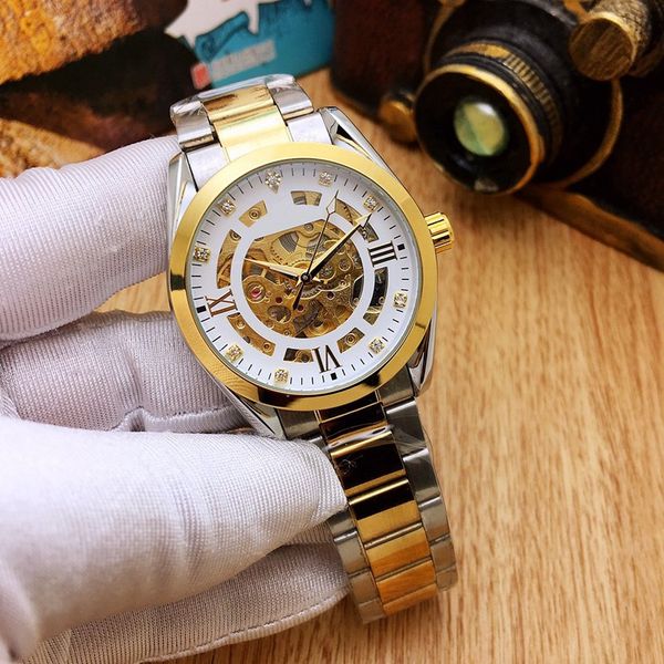 mechanical watch luxurious men's hollow mechanical watch stainless steel watch with white dial no1, Slivery;brown
mechanical watch luxurious men's hollow mechanical watch stainless steel watch with white dial no1, Slivery;brown