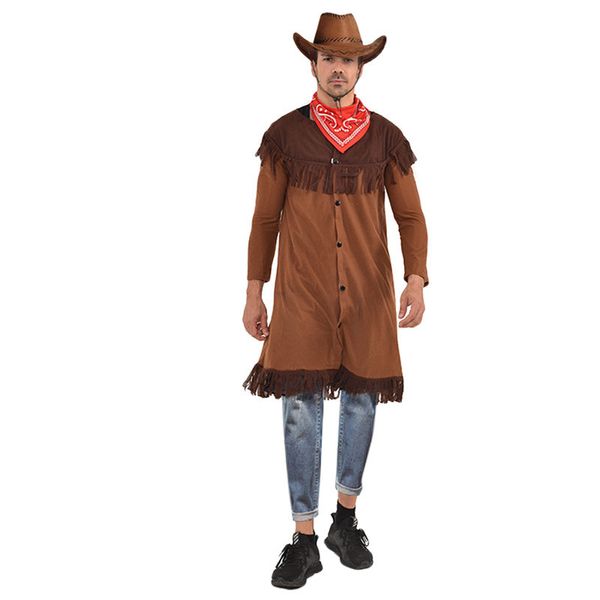 

halloween indian cowboy costumes cospaly theme stage and party costumes halloween and carnival cassic costume apparel, Black;red
