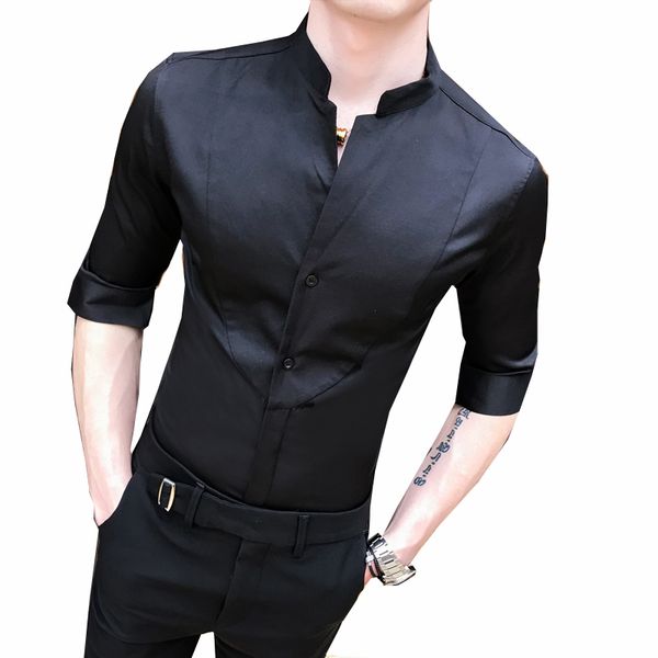 simple solid shirt men brand new 2020 summer half sleeve men casual shirts slim fit night club prom tuxedo dress black/white/red, White;black
simple solid shirt men brand new 2020 summer half sleeve men casual shirts slim fit night club prom tuxedo dress black/white/red, White;black
