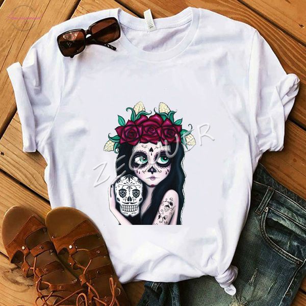 flower skull girl t shirt lady rose tattoo streetwear punk white o neck casual tees mexico day of dead shirt
flower skull girl t shirt lady rose tattoo streetwear punk white o neck casual tees mexico day of dead shirt