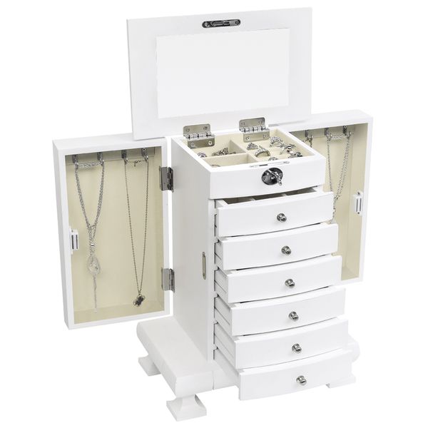 us stock handcrafted wooden jewelry box organizer velvet interior wood 7 layers case with 6 drawers-white jewelry jars with mirror lock, Golden;white
us stock handcrafted wooden jewelry box organizer velvet interior wood 7 layers case with 6 drawers-white jewelry jars with mirror lock, Golden;white